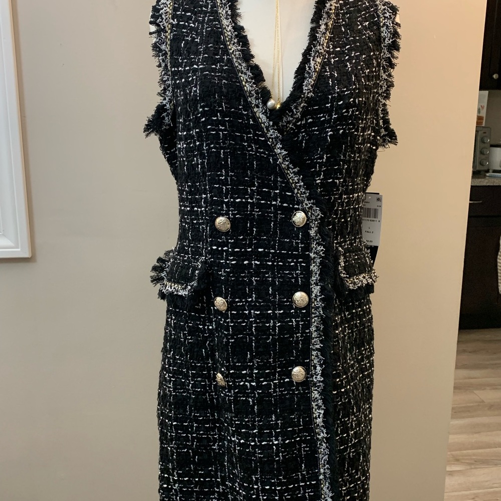 Trixxi Black and White Tweed Dress